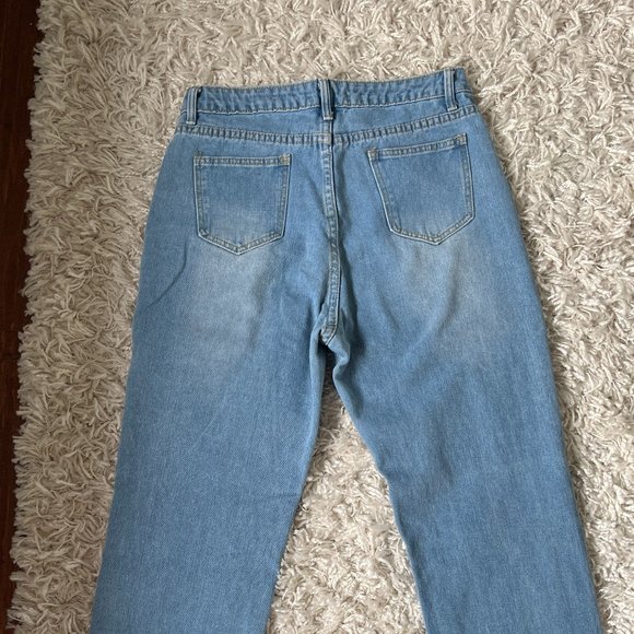 Medium Light Wash Wide Leg Jeans - Picture 3 of 4